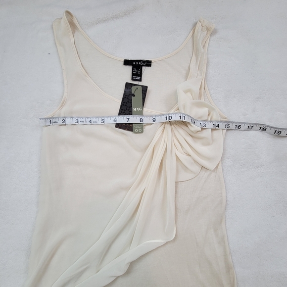 NWT MNG Suit Chiffon Bow Draped Sleeveless Top XS Cream Sheer Elegant - Picture 6 of 7